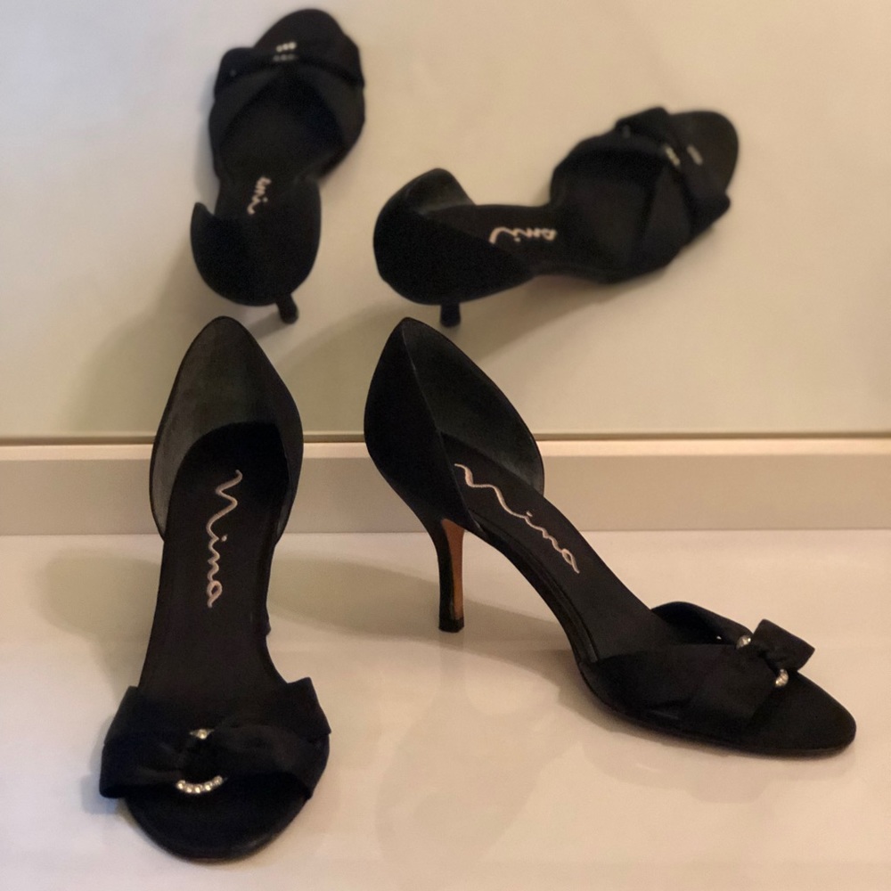 Black Rhinestone Ring Heels
